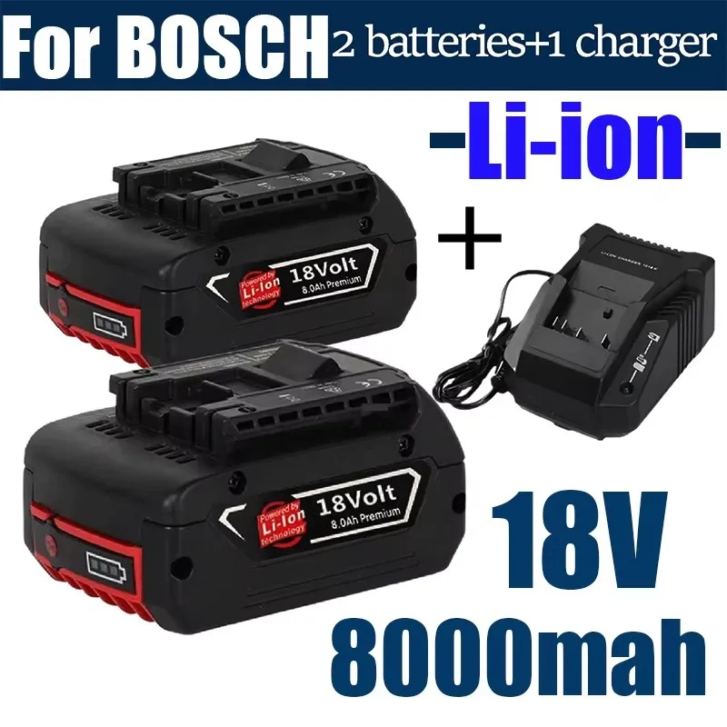 Rechargeable Lithium-ion Tool Battery 18V8.0Ah, Replaceable BAT609 BAT609G BAT618G BAT614+charger