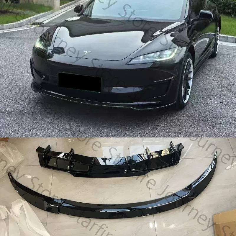 Przednia warga do Tesla Model 3 Highland 2024 FDC Sport Przednia osłona Spoiler ABS Czarny karbon Zestawy karoserii Akcesoria samochodowe — zdjęcie 5