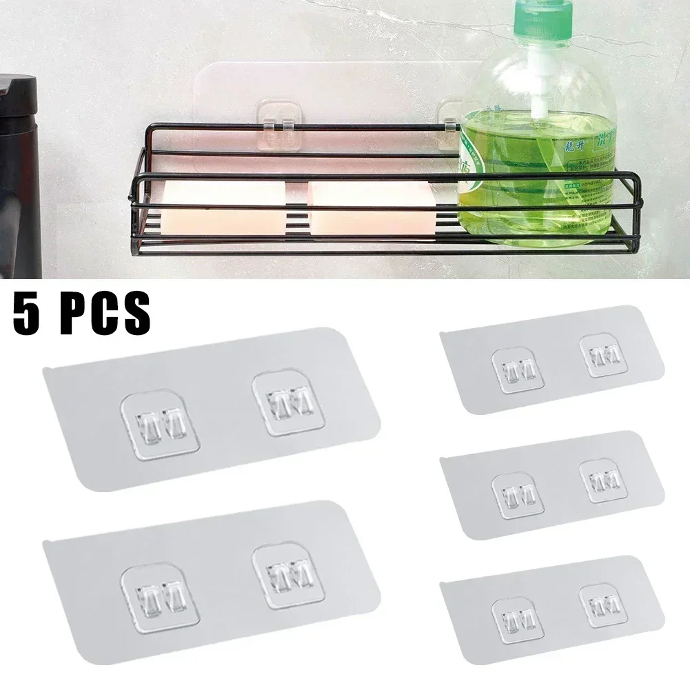 5pcs Wall Mounted Adhesive Hook Hangers Rack Key Hook Hanging Kitchen Bathroom Accessories Self Adhesive Door Wall Sticker