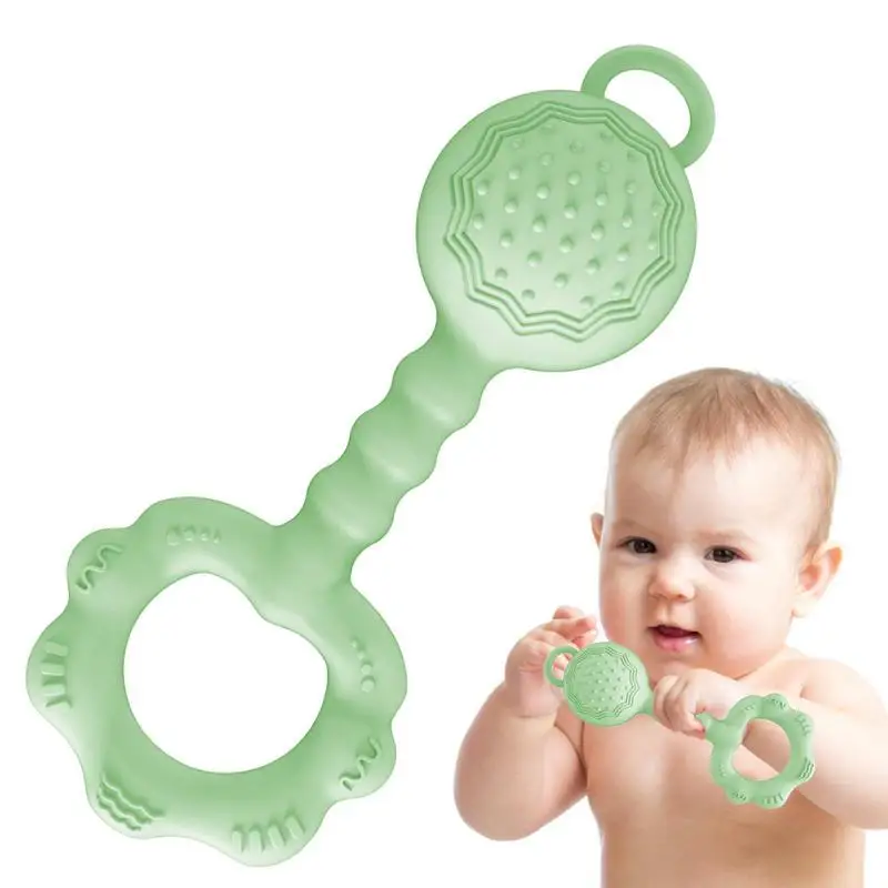 Baby Teething Toys Textured Silicone Teether With Rattle Toy Food Safe Teething Ring With Raised Textures Multifunctional