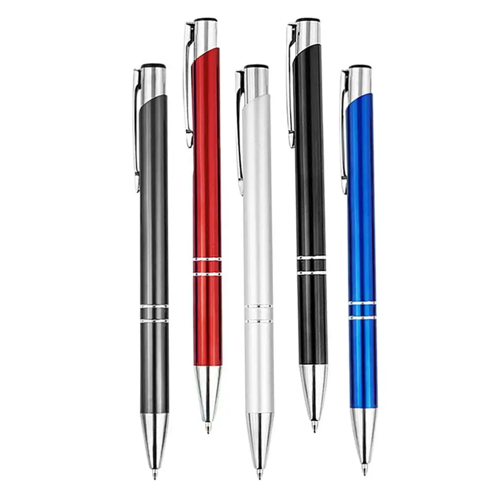 5 Pcs Fine Office Student Stationery Press Neutral Metal Ballpoint Pen (ballpoint Black Core) Metallic Gel Pens Logo Funny