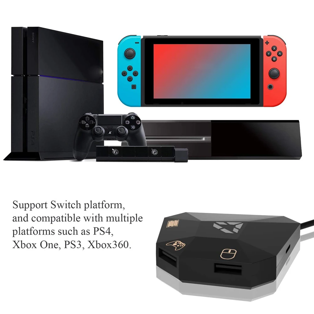 

Для PS4/PS3/Xbox One/Xbox 360/Switch Lite NS Проводное USB-соединение Адаптер для клавиатуры и мыши Конвертер светодиодного индикатора