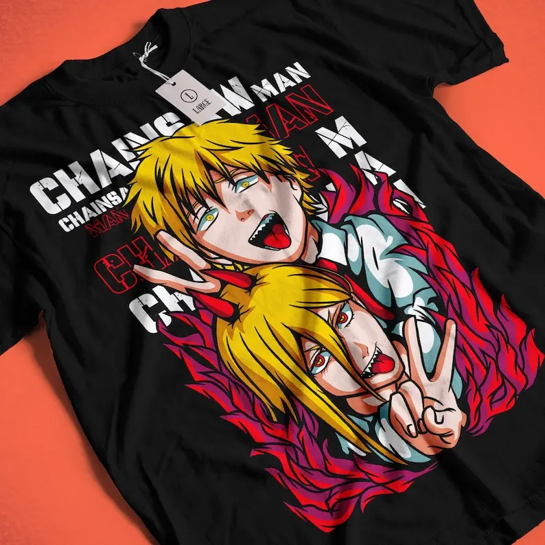 Chainsaw Man Denji and Power Anime Shirt, Manga Shirt