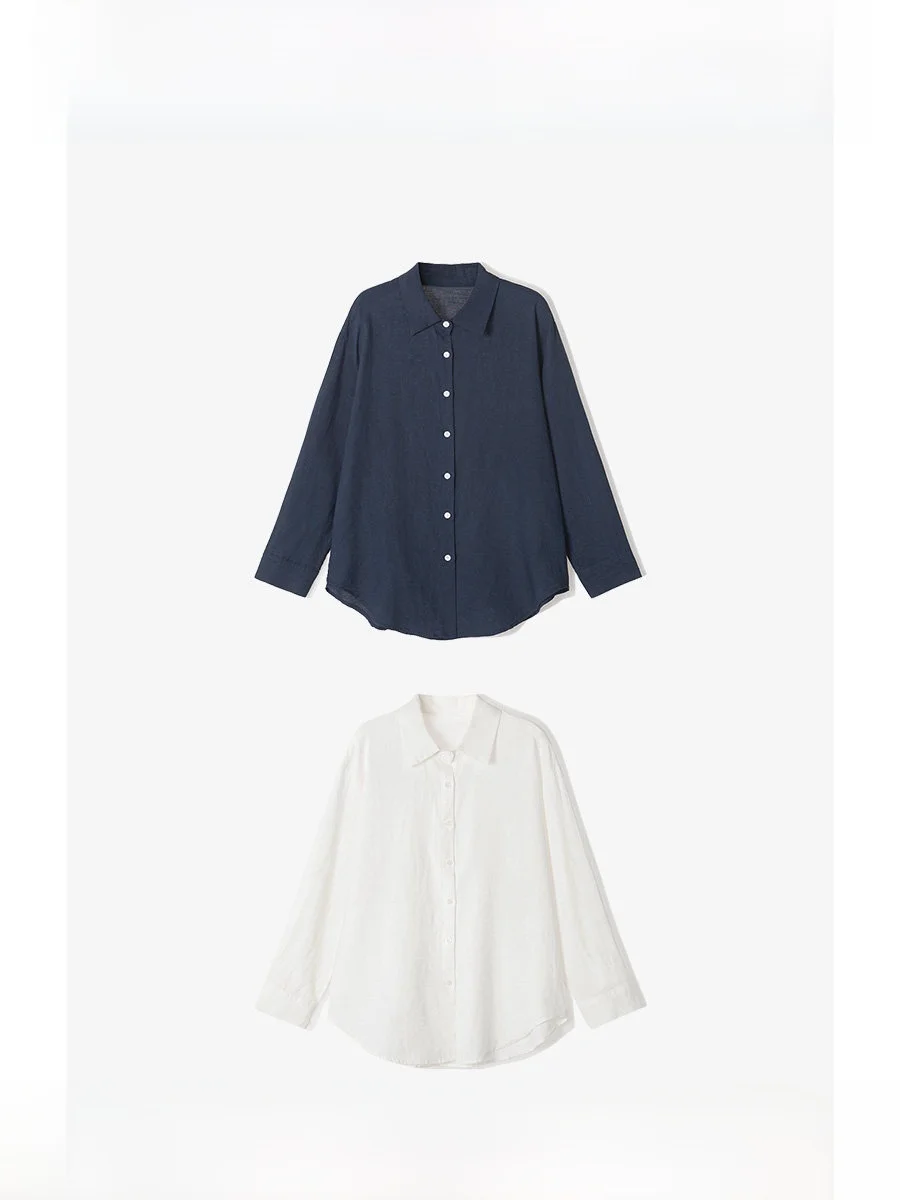 

ROCO Linen Set New Summer Faion Casual Women's Cool Two-Piece Set Sunscreen irt orts Retro Collar Long Sve