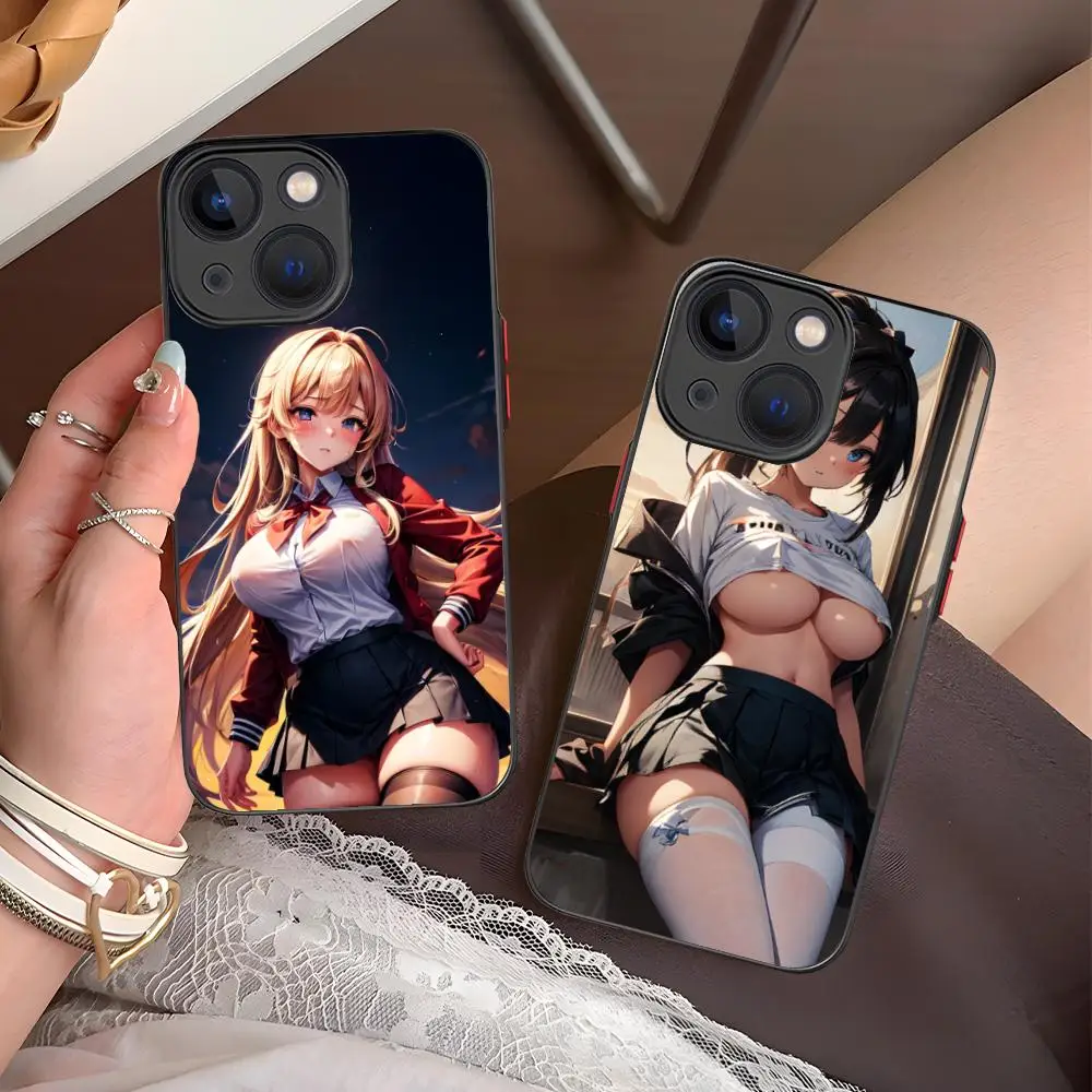 JK زي مدرسي فتاة جراب هاتف آيفون 16 15 14 13 12 11 X XR XS 8 7 Pro Max Plus غطاء حماية صغير اللون من السيليكون #1