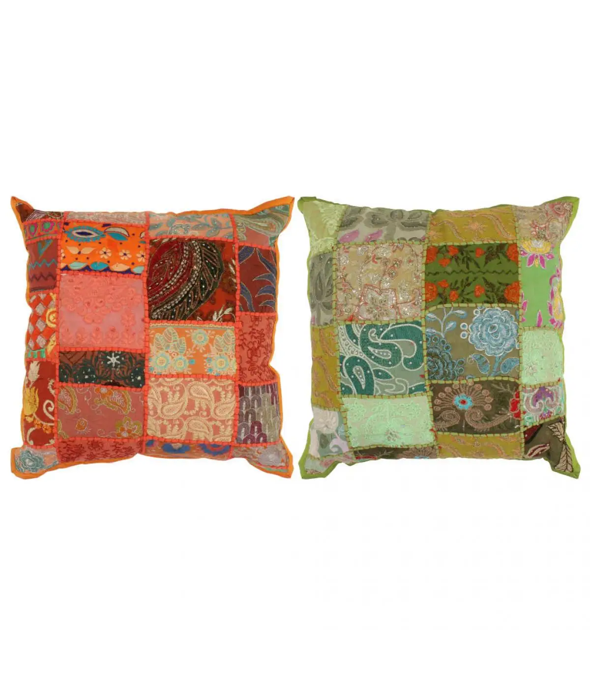 Cushions handmade pachwork cushions 2 PCs 45x45 cm Orange/Green