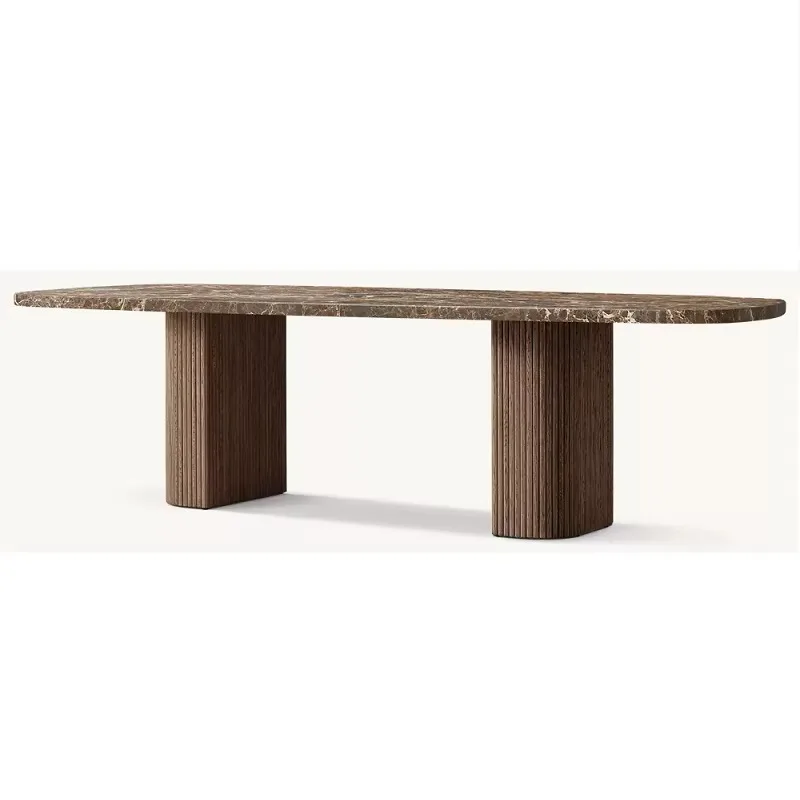 

Modern Luxury Natural Marble Top Wooden Base Customize Color Dining Table for Dining Room