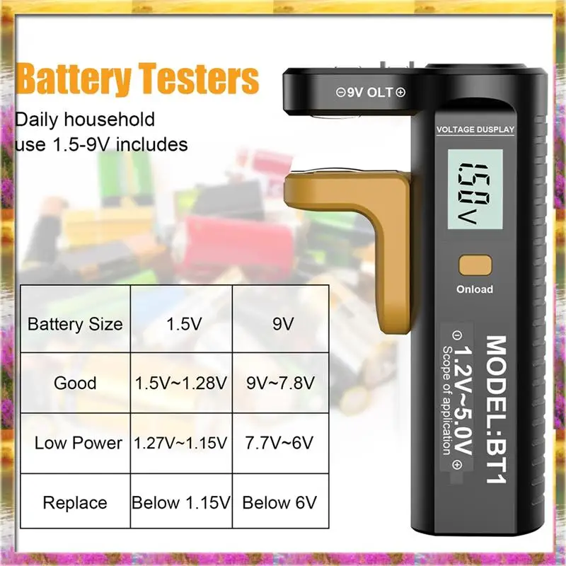 Must Have Digital Battery Tester LCD Display AA/AAA/C/D/N/9V/1.5V Button Cell Battery Capacity Check Detector