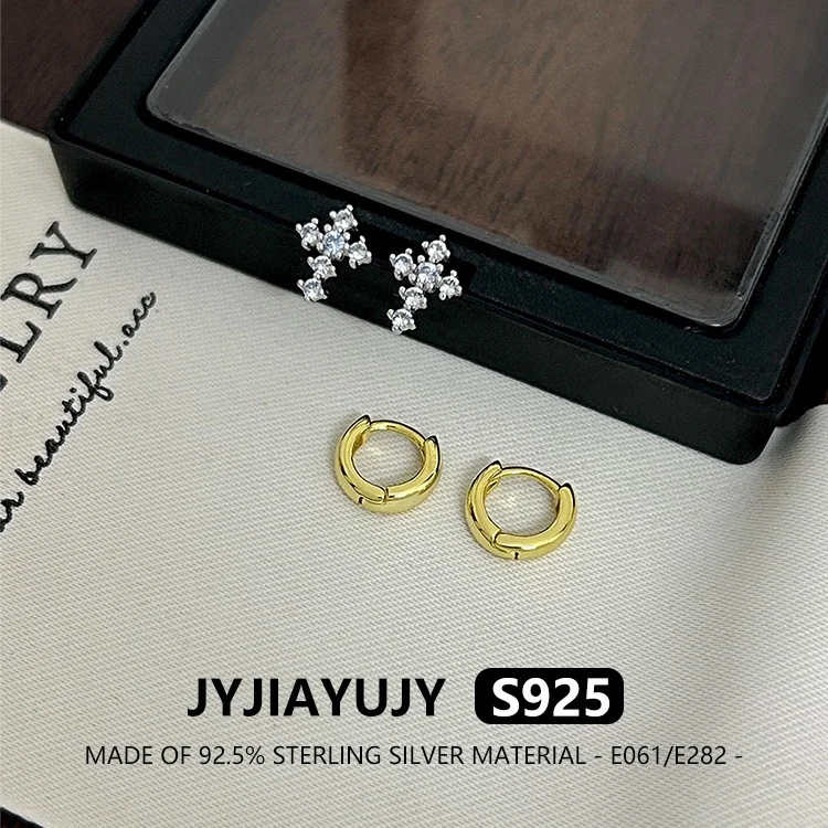 

JYJIAYUJY 100% Whole Original Sterling Silver S925 Stud Earrings Cross Set With Blue Zirconia Elegance For Women Use E061/E282