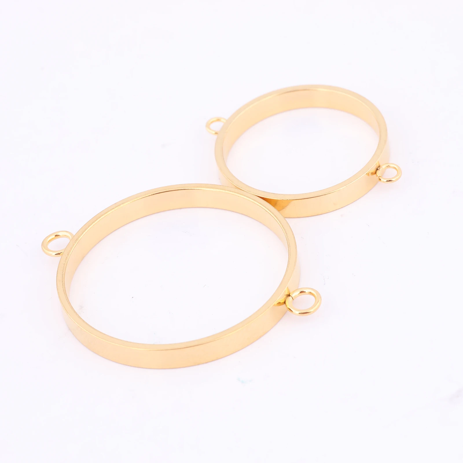 10pcs Stainless Steel Gold Plated 18mm 25mm Open Bezel Bracelet Connectors Diy Hollow Pendant Setting Blanks For Jewelry Making