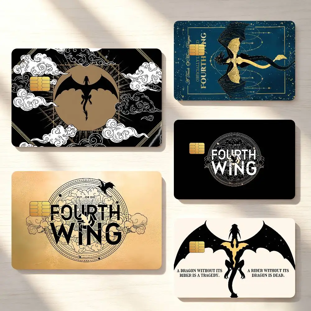 Books F-Fourth Wing Credit Card Skin Stickers For Bank Bus Metro Cards Waterproof Anti-Scratch Gift 4PCS