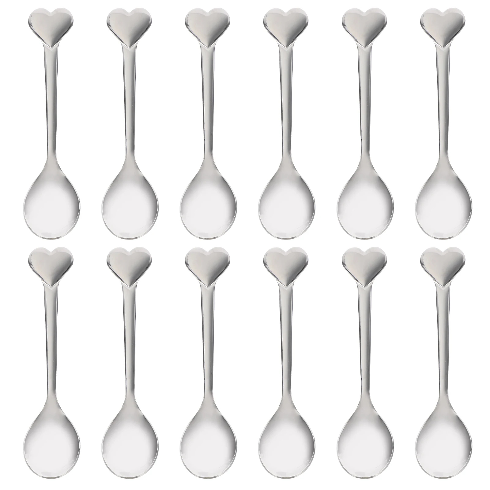 

12 Pcs Love Fork Spoon Stainless Steel Wear Resistant Cake Mixing Coffee Food Dessert Compact Heart Shaped Reusable Kitchen