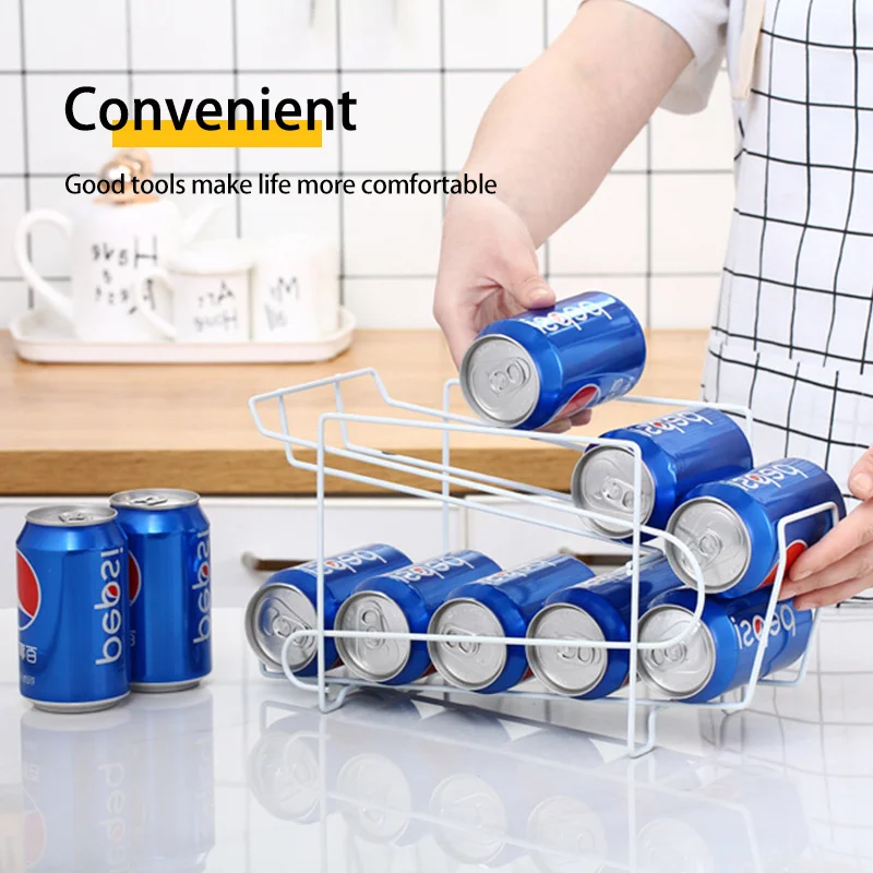 

Kitchen Accessories Refrigerator Organizer Storage Box Coke Shelf Kitchen Device Sets Fridge Iron Organizer Beer Cans Holder