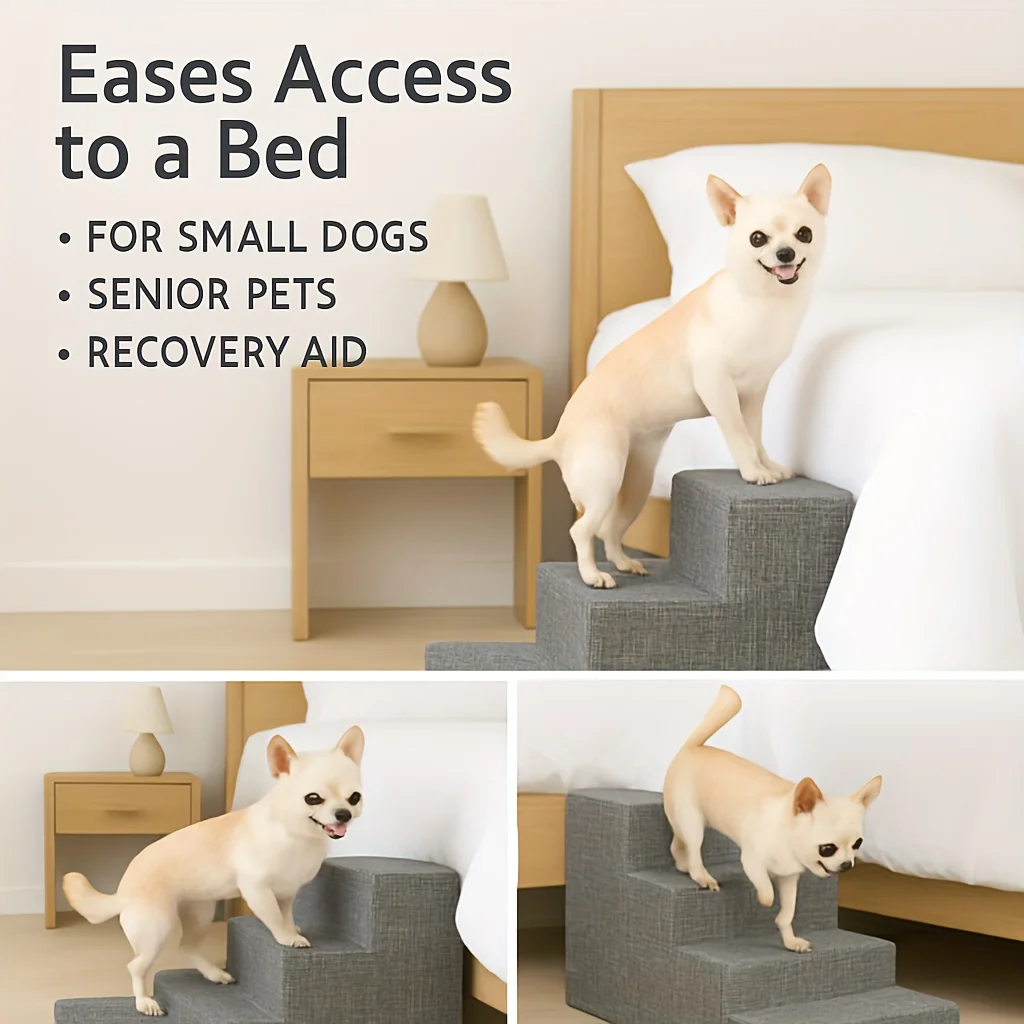 Scale per cani e gatti: gradini ortopedici a 4 gradini con schiuma di supporto articolare - Altezza 18", senza montaggio, design antiscivolo strutturato