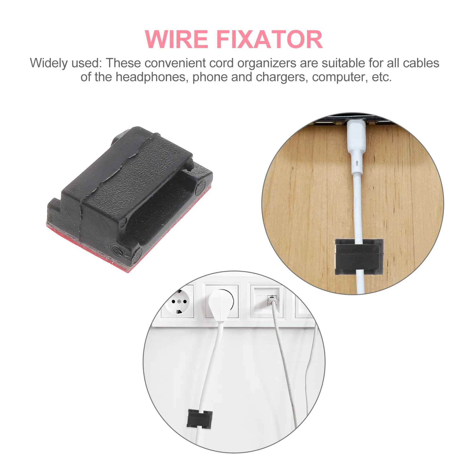 

100pcs Adhesive Cable Clips Wire Holder Organizer Fixed Base Light Cord Clamps Neat Wiring Durable Lightweight Smooth Surface