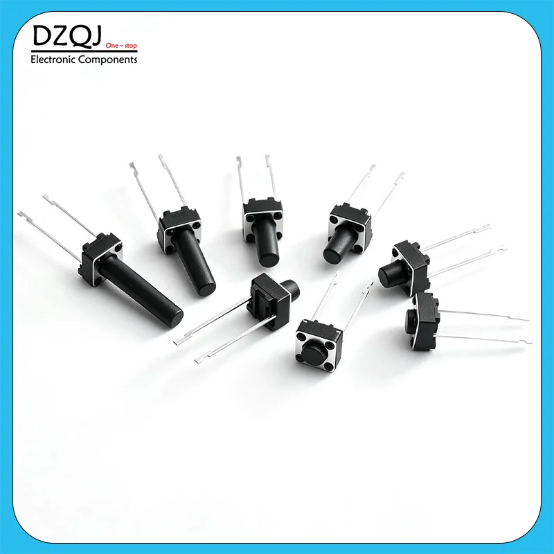 DZQJ 6×6×4.3mm 20H Tactile Switch Vertical 2Pin, 13.5mm Medium Long Pin, 6x6 Micro Push Button