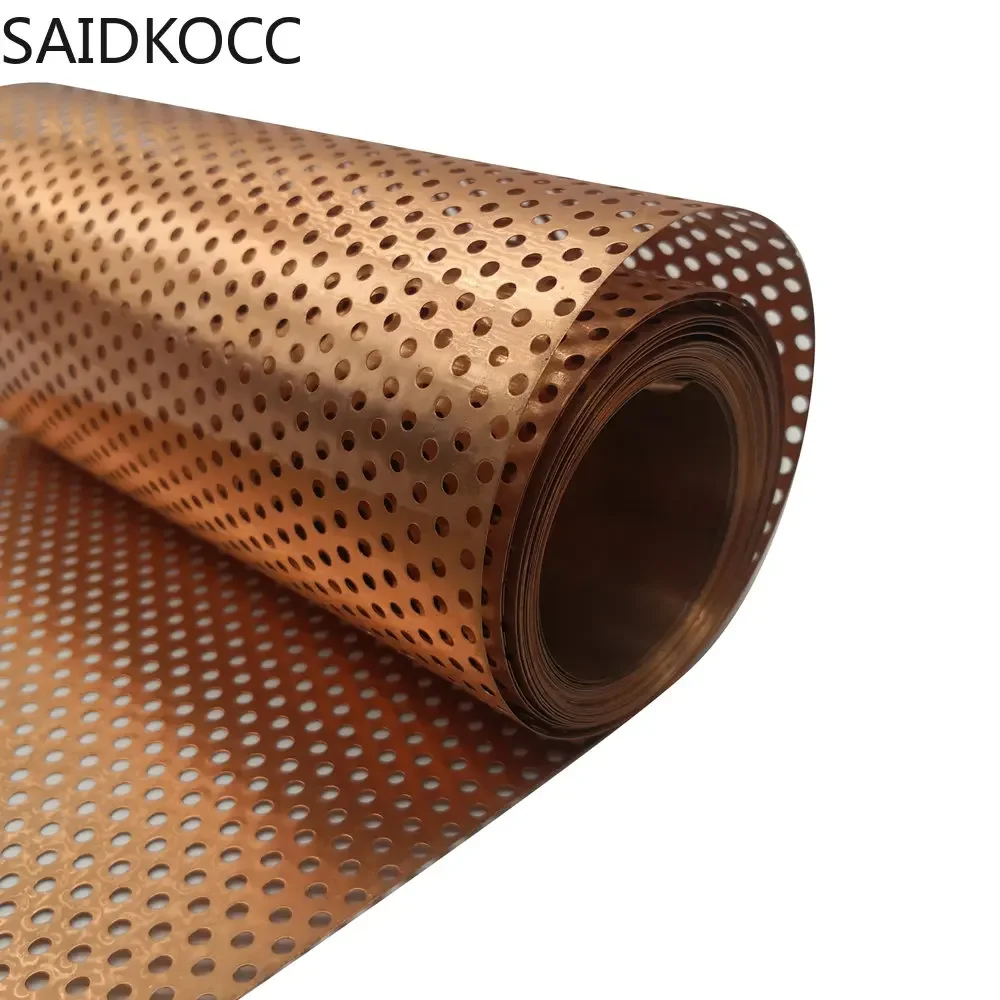 SAIDKOCC 1 Meter Woven Electrode Rhombic Copper Mesh Lozenge Round Hole for Research Laboratory Electromagnetic Shielding