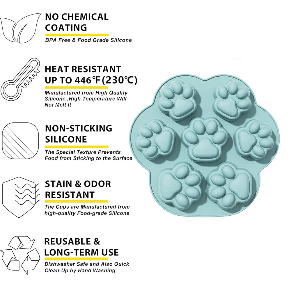 7-Cavity Paw Silicone Ice Cube Tray Chocolate Candy Dog Treat Molds Mini Cake Baking Pan DIY Jelly Pudding Mold Kitchen Gadgets view 3