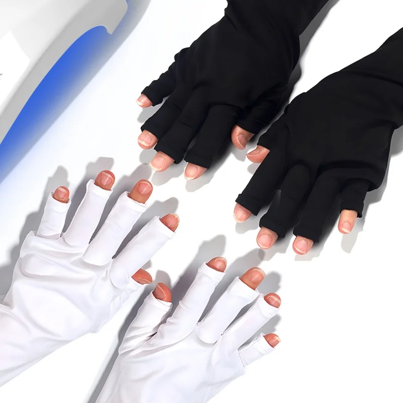 1 Pair Anti UV Gloves Professional Protection Gloves For ManicuresProtect Hands Nail Art Stretchy Fingerless Glove