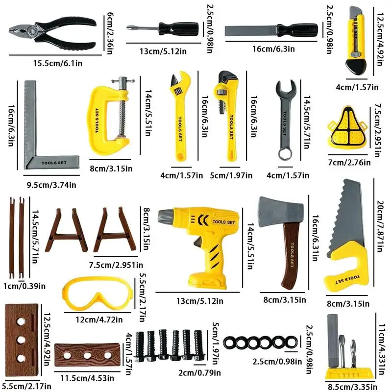 Kleinkind Werkzeuge Tool Kit für Kinder 36 stücke so tun, als würden sie Kinderspiel zeug spielen montessori Spielzeug Kleinkind Lernspiel zeug Werkzeug Geschenk für Kinder Mädchen Jungen