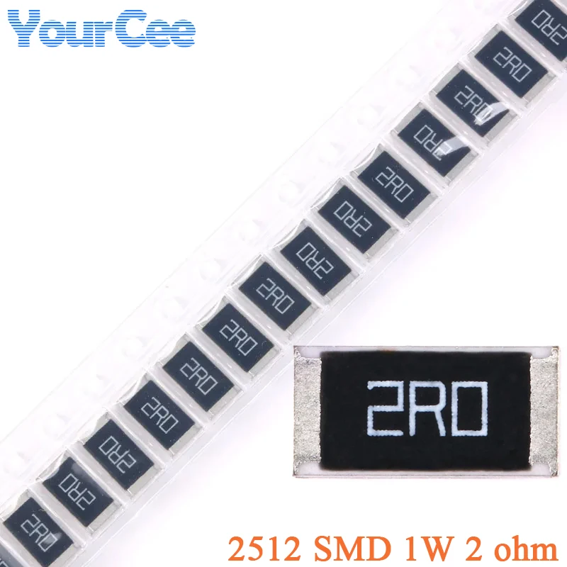 100 sztuk/10 sztuk 2ohm 2512 rezystor SMD 2 ohm 2R 2R0 1W 5% zestaw rezystancji chipa