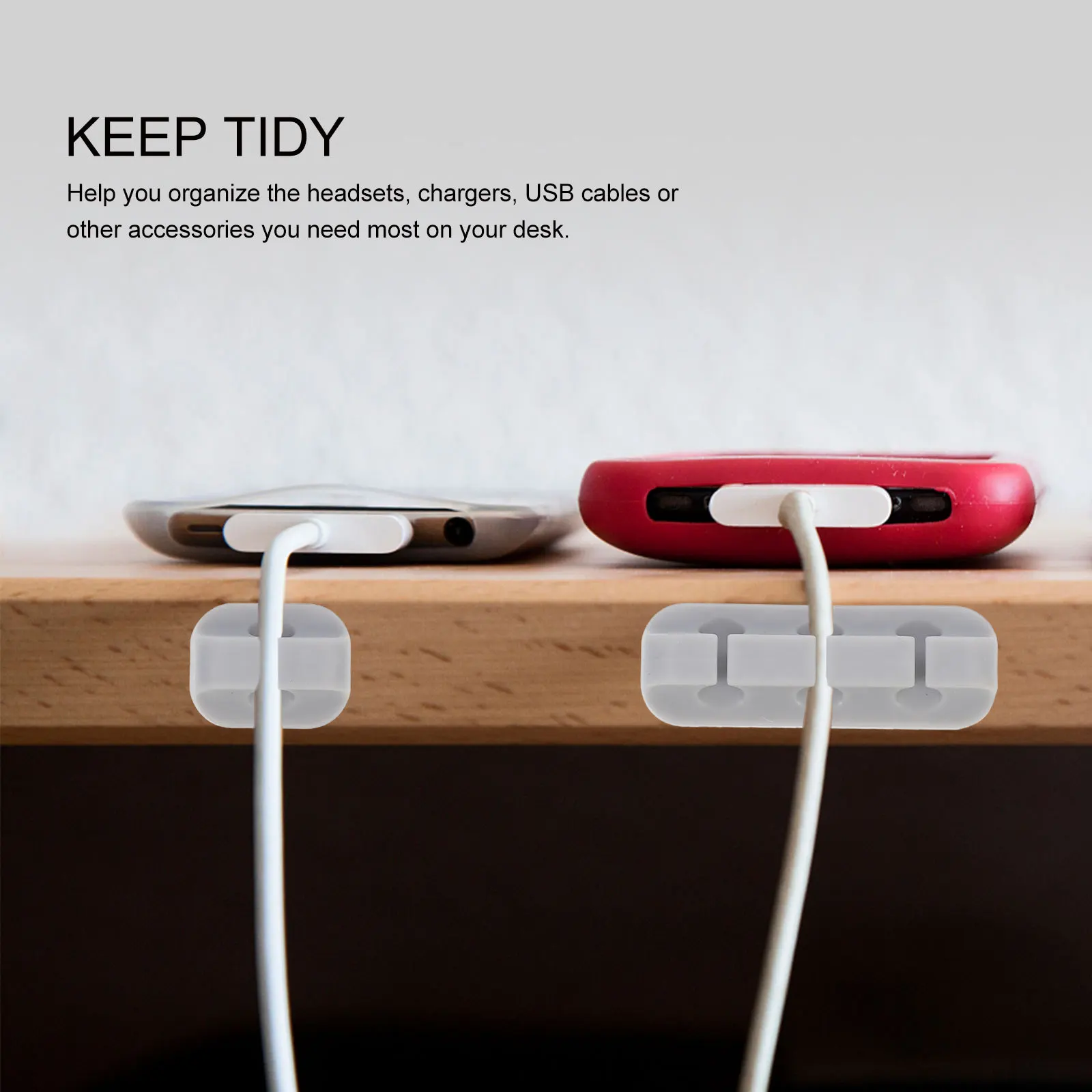 

4Pcs Cable Organizer Clips Desktop Holder Adhesive Wire Management for Office USB Cords Headphones