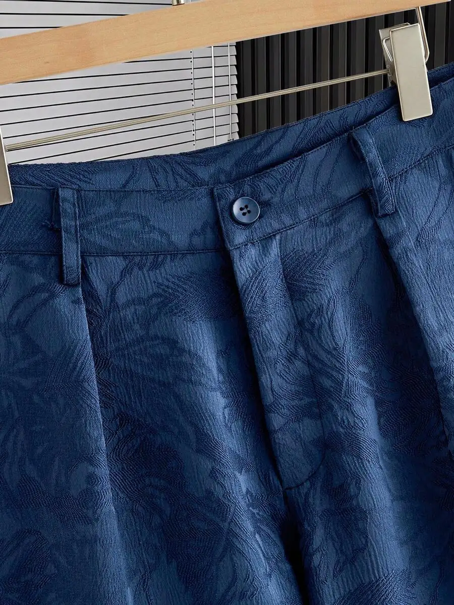 GENTILAND Conjunto de 2 piezas de camisa informal holgada de manga corta y pantalones con pliegues oblicuos para hombre, vacaciones, regalos para el día del padre