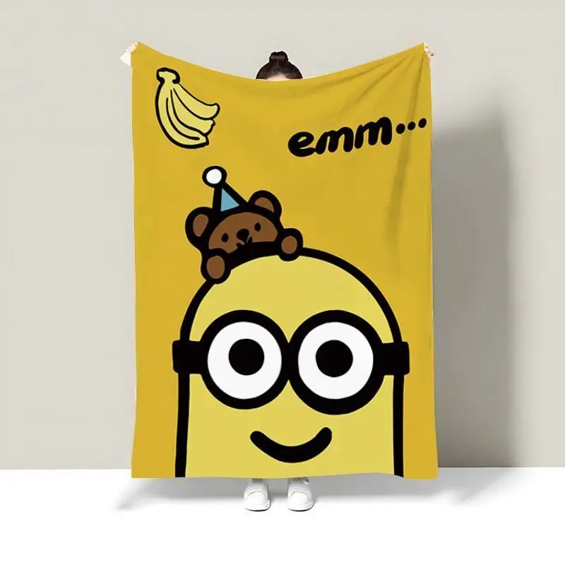 Minions plush blanket cute cartoon anime children's spring and autumn nap blanket for men and women office shawl blanket gift