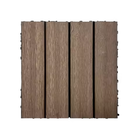 Wood Plastic Composite Deck Tiles Set of 20pcs, DIY Interlocking Decking Tiles, Floor Tile, Durable, Maintenance, Waterproof