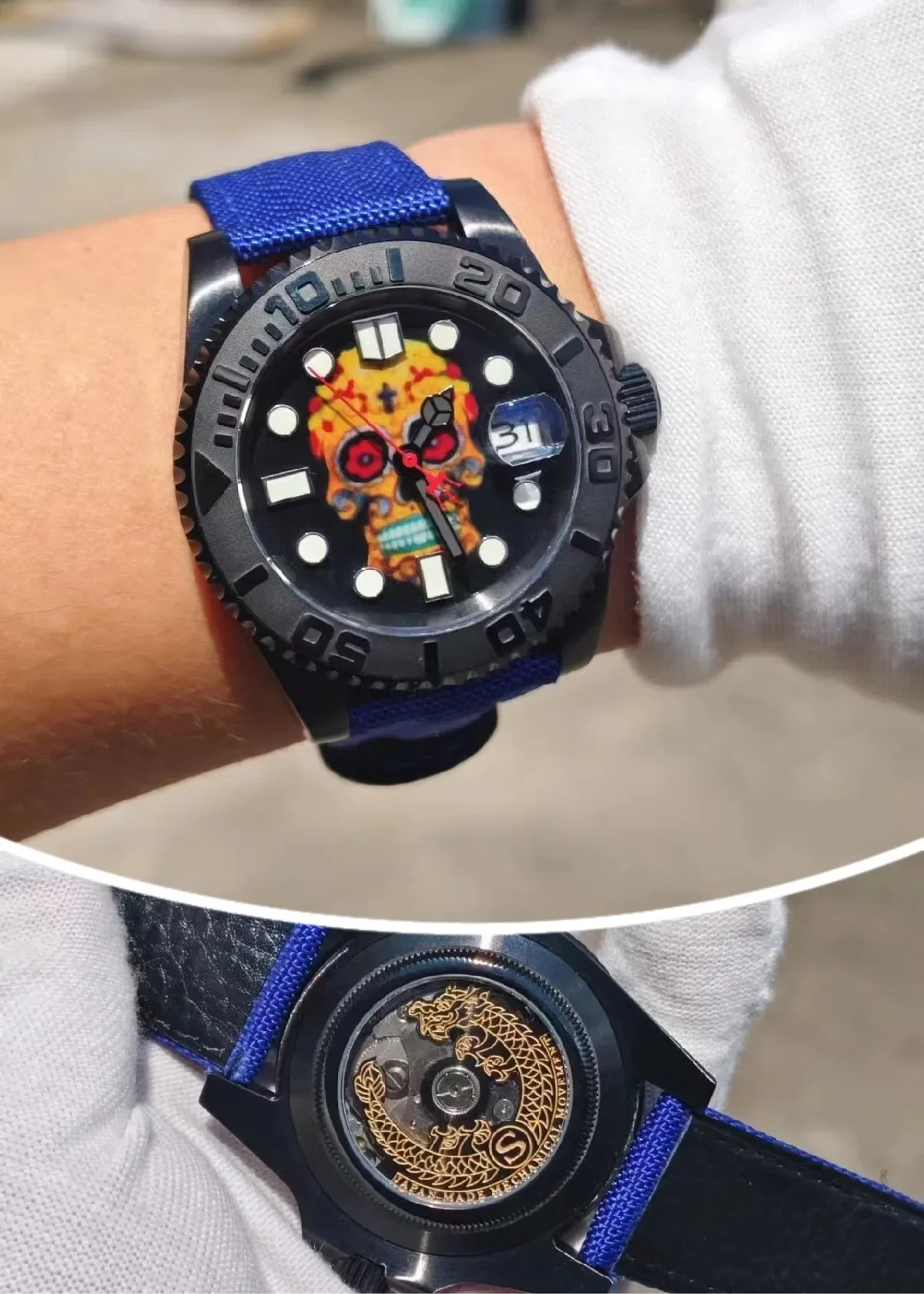 2024Men's sports style watch dive watch.  Skull l graphic super luminous Japanese high quality h35 automatic movement.