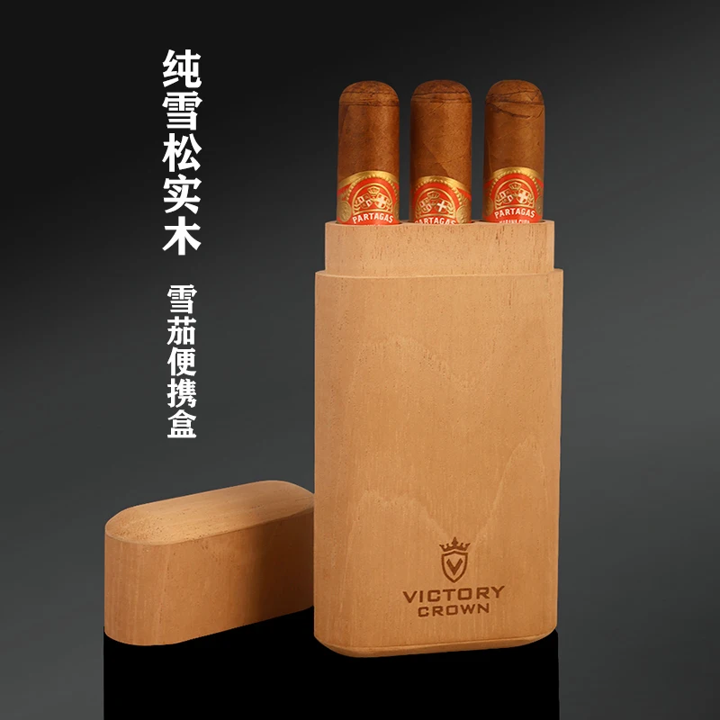 Solid Wood Imported Spanish Cedar Solid Wood Humidor Portable in 3Pcs Cigar box Dust-proof And Moisture-retaining Cigar case