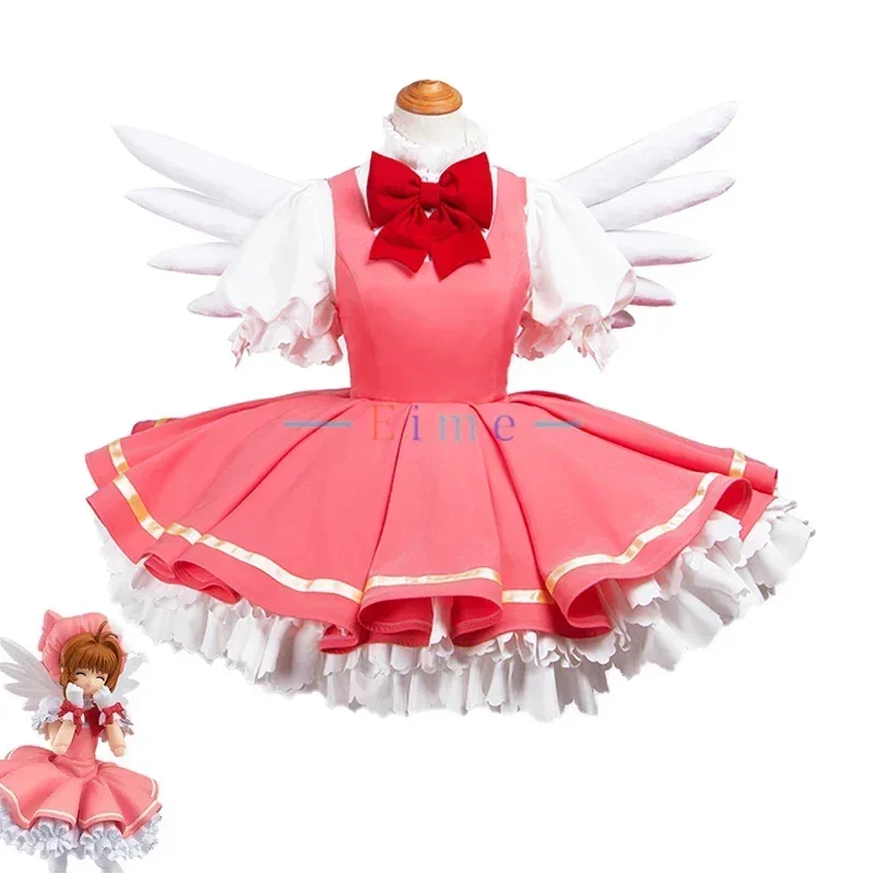 Anime Card Captor Sakura Cosplay Costume Clear Card Sakura Battle Suit Girls Cute Red Dress Halloween Carnival Uniforms