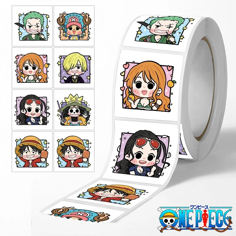 

500 шт., цельные наклейки Луффи, печать этикетки, аниме, сделай сам, скрапбук, дневник, упаковка, декоративная наклейка, рулон, детские награды, наклейки, игрушки