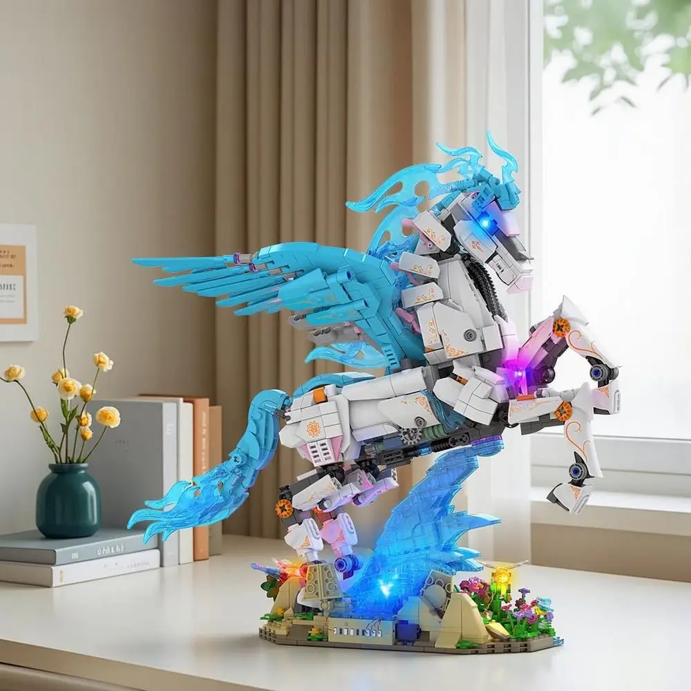 مجموعة فنية خيالية على شكل حيوانات مع ضوء، مجموعة بناء متقدمة للبالغين/النساء، هدية مثالية لعيد الميلاد وأعياد الميلاد وديكور المنزل -