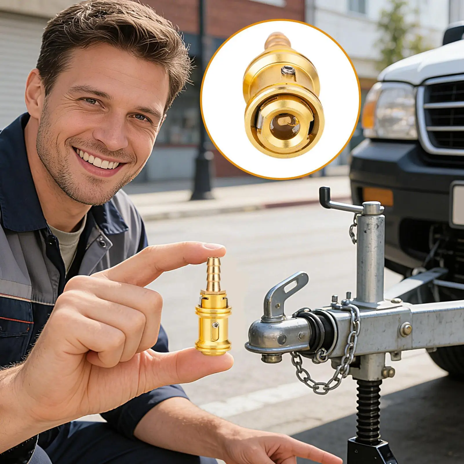 Tire Inflator Nozzle Solid Brass Automotive Accessory Tire Inflator Air Chuck Tool For Vehicles Trailer RV Sedan Pickup - view 3