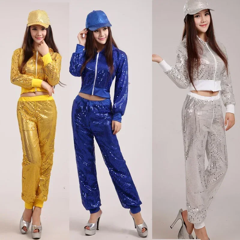 Chica mujer lentejuelas modernas baile de Hip Hop Top pantalones disfraz hombre fiesta actuación Ropa de baile adulto Jazz ropa de baile disfraz