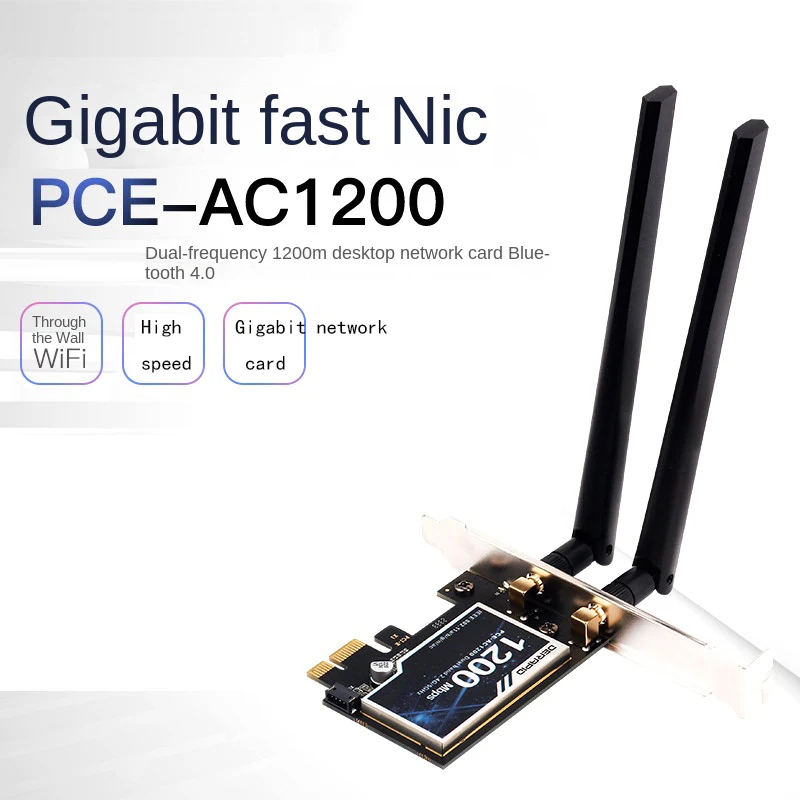 AC1200 Desktop Gigabit 5G Dual-Band Wireless NIC PCIE Desktop Bluetooth WiFi Receiver