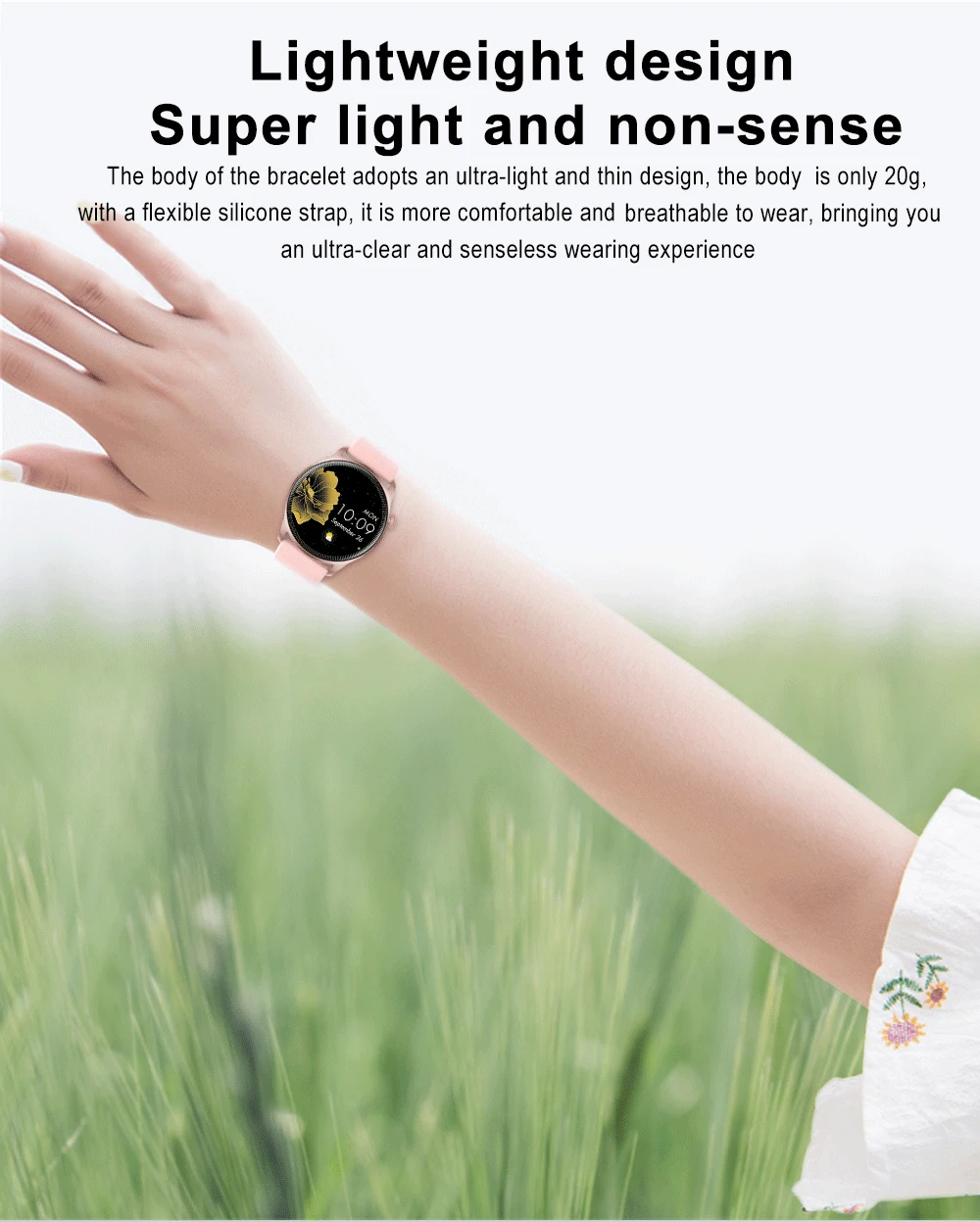 Time Owner T6 Women's Smart Watch: IPS HD Display, IP68 Waterproof, Slim & Lightweight, 24/7 Health Tracking, Gold/Black/Pink