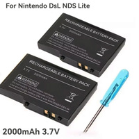 Rechargeable Battery Pack For Nintendo 2000mAh NDS DS Lite Replacement Battery with Screwdriver for NDSL DSL Battery for NDSL