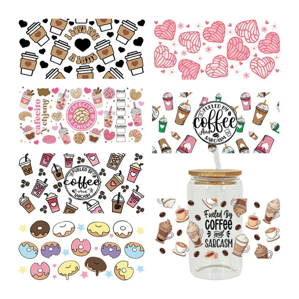 Coffee Printed 3D UV DTF Transfer Stickers High-temperature Resistant Waterproof Transfer Cup Stickers Rub on DIY Decals