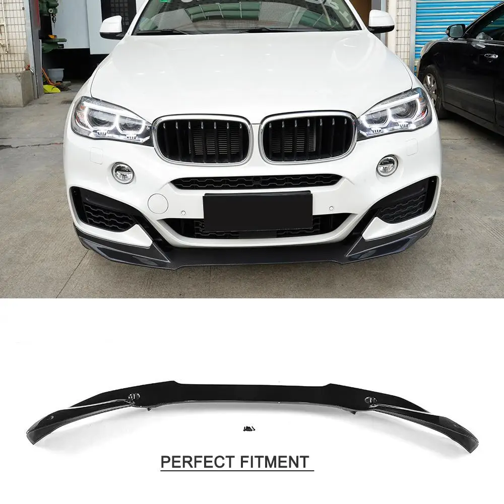 Carbon Fiber Front Bumper Lip Spoiler Chin Protector for BMW X6 F16 M Sport M Tech Bumper 4 Door 2015 2016 2017 2018 Splitters