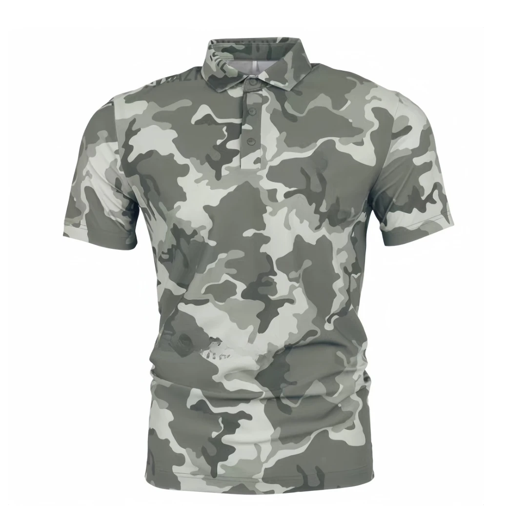 

Men's Golf Shirt Summer 2024 With Lapel With Logo Camouflage Short Sleeve Slim Fit Athleisure Quick-drying Golf Clothing