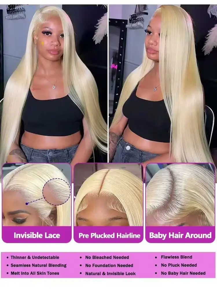 CHEAP 40 42 Inch 613 Blond Straight Human Hair Wigs 13x4 13x6 HD Lace Frontal Wigs Remy Honey Blond Bone Straight Lace Front Wig image 6