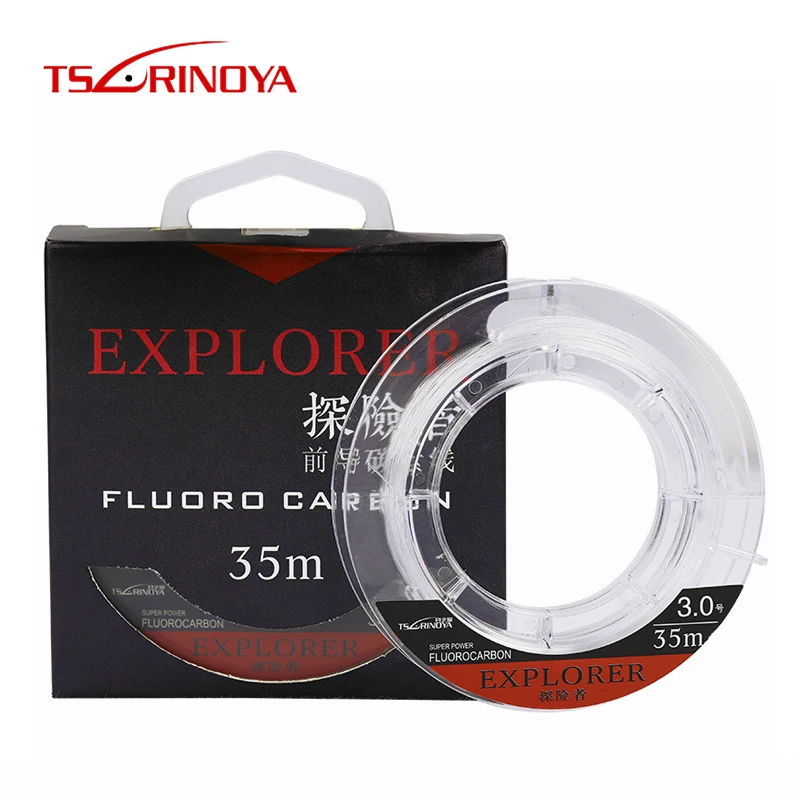 TSURINOYA Fishing Line 100% Fluorocarbon line EXPLORER 35m Leader Main Line High Strength Sinking Carp Wire Leader Line