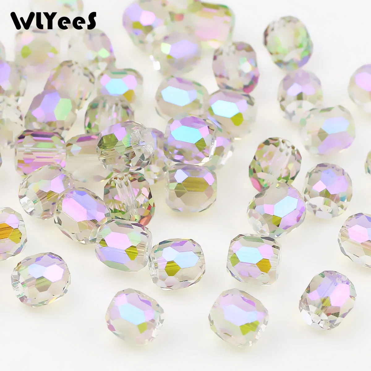 WLYeeS Purple 8mm Austrian Square Crystal Transparent Cube Spacer loose Beads for Jewelry Making Bracelet Necklace DIY 72Pcs