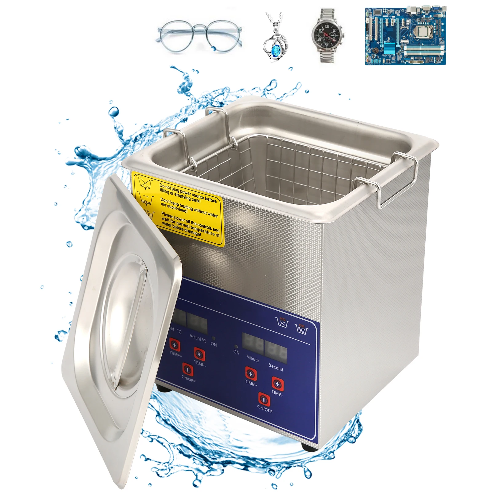 2L  Machine Industrial  Digital Stainless Steel Heater Timer Cleaning Equipment 2L PS‑10A