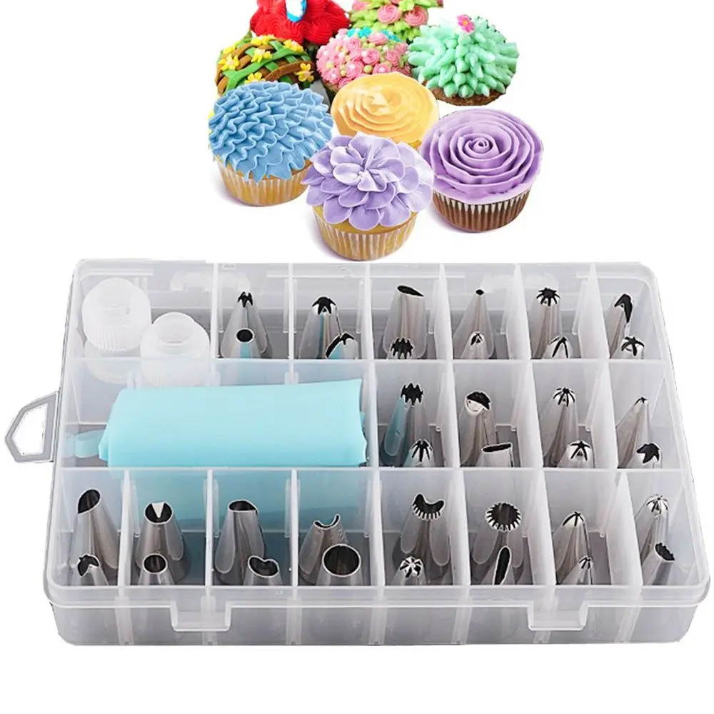 24 Pcs/Set Stainless Steel Icing Piping Nozzles Fondant Cream Pastry Bag Cake Decorating Baking Tool