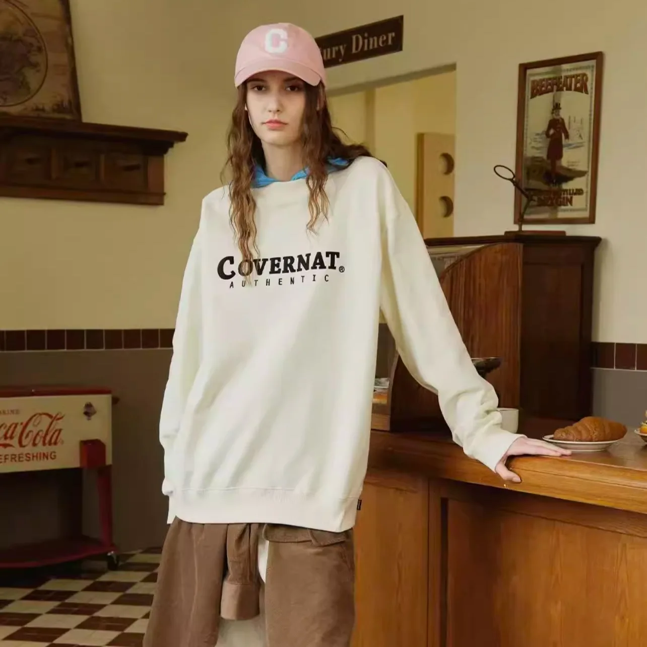 

Mimifa COV Pure Original 25 New Classic Letter Sweatirt ex Casual Loose Top Long Sve ort Length Color