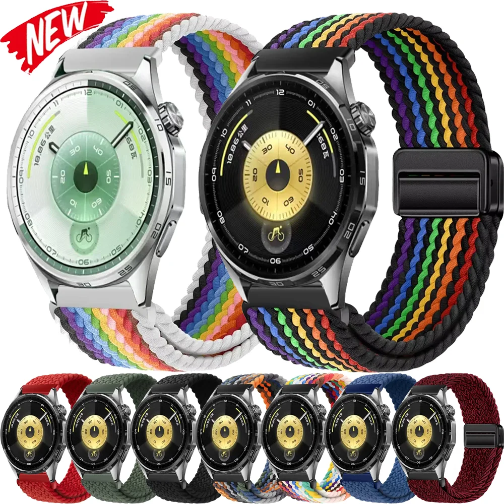 20/22 مللي متر النايلون حزام لهواوي ساعة 5 GT6-5-4-3 46 مللي متر مريحة المغناطيسي زر سوار لهواوي ساعة GT6-5 برو 46 مللي متر الفرقة