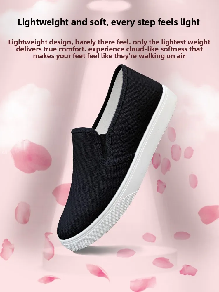 Weiße Slip-On Canvas-Schuhe, rutschfeste, flache Arbeits- und Freizeitschuhe, Unisex-Sneaker – Detail 4